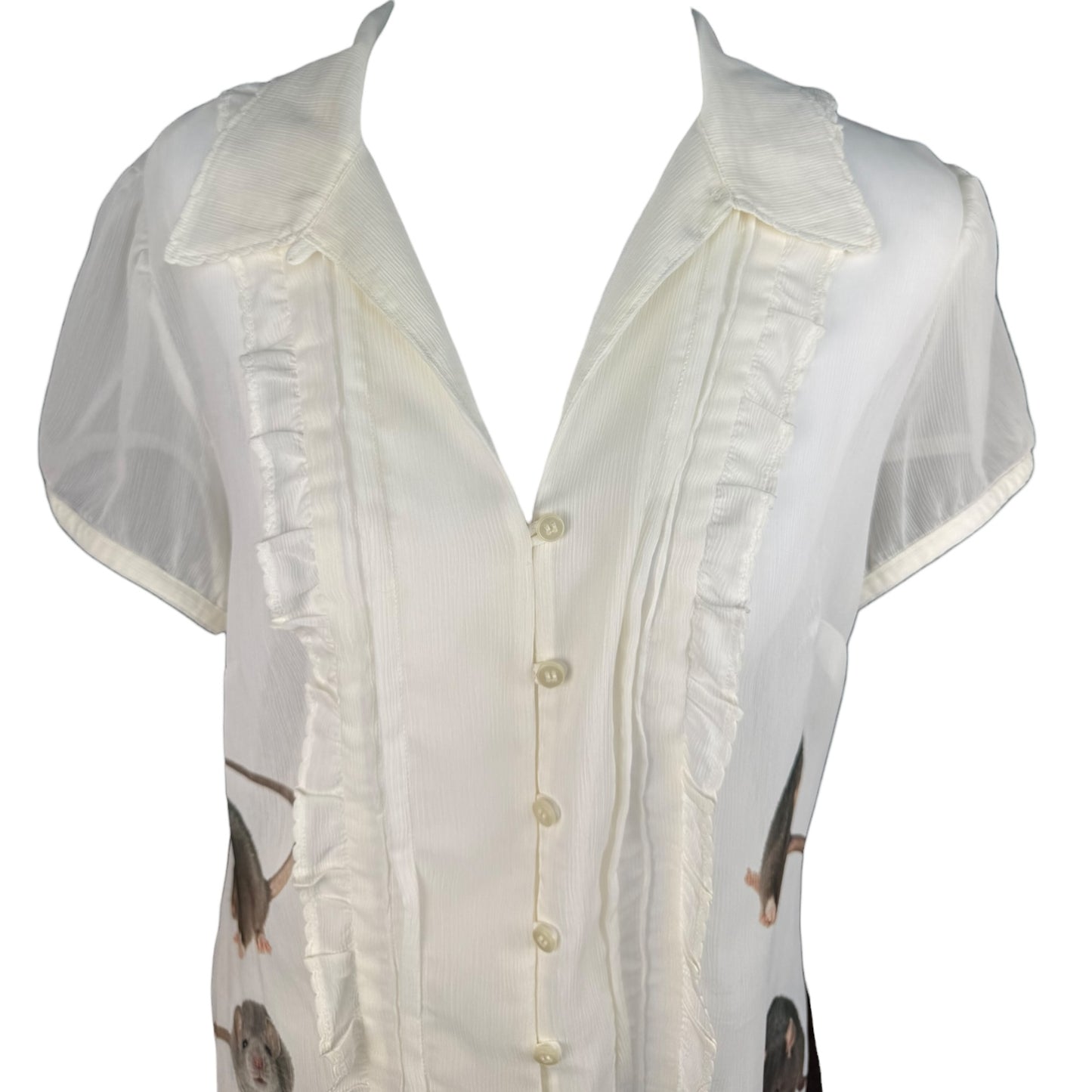 RAT RUFFLE WHITE BLOUSE - L