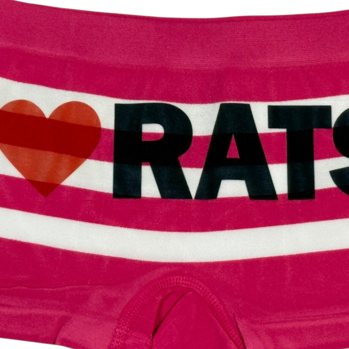 I LOVE RATS DARK PINK STRIPE BOYSHORT UNDIES
