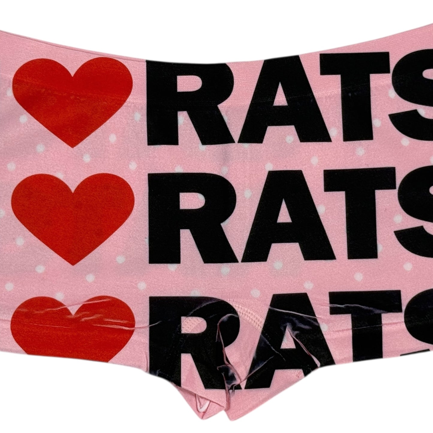 I LOVE RATS PINK POLKA DOT BOYSHORT UNDIES - M
