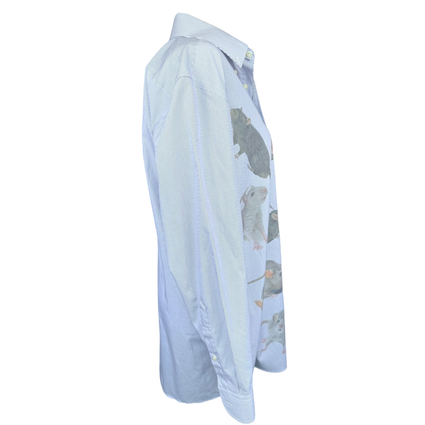 BLUE STRIPED RAT BUTTON UP - L