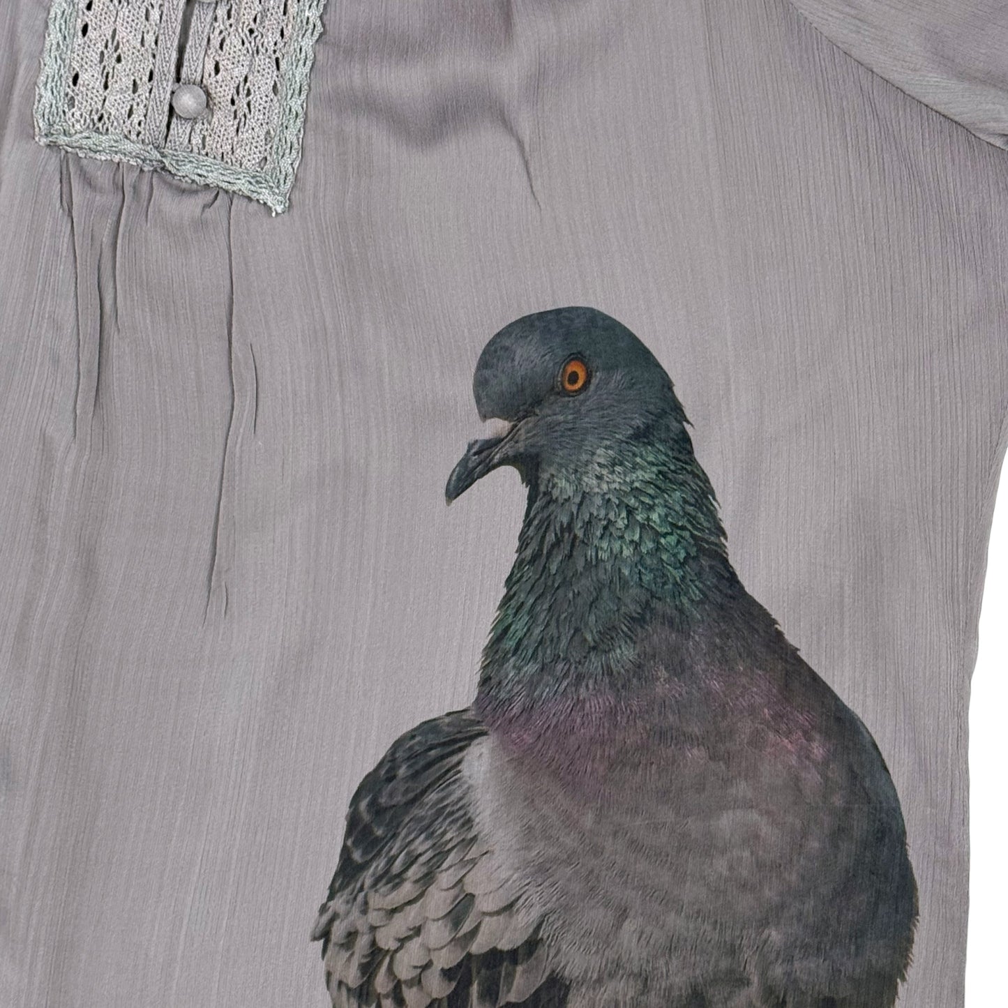 BIG PIGEON GREY SHEER PEASANT BLOUSE - 2XL