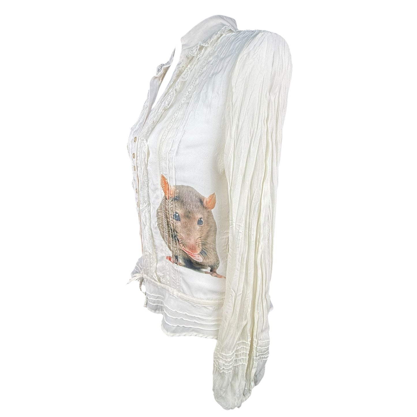 RAT CREAM LACE TIE BLOUSE - S