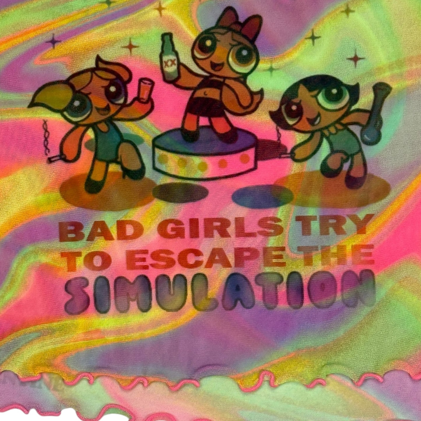 BAD GIRLS TRY TO ESCAPE THE SIMULATION BEACH COVER UP SKIRT - S/M
