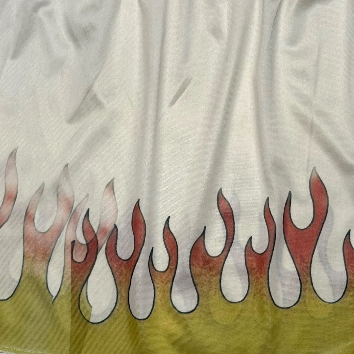 IN FLAMES MINI WHITE SKIRT - S