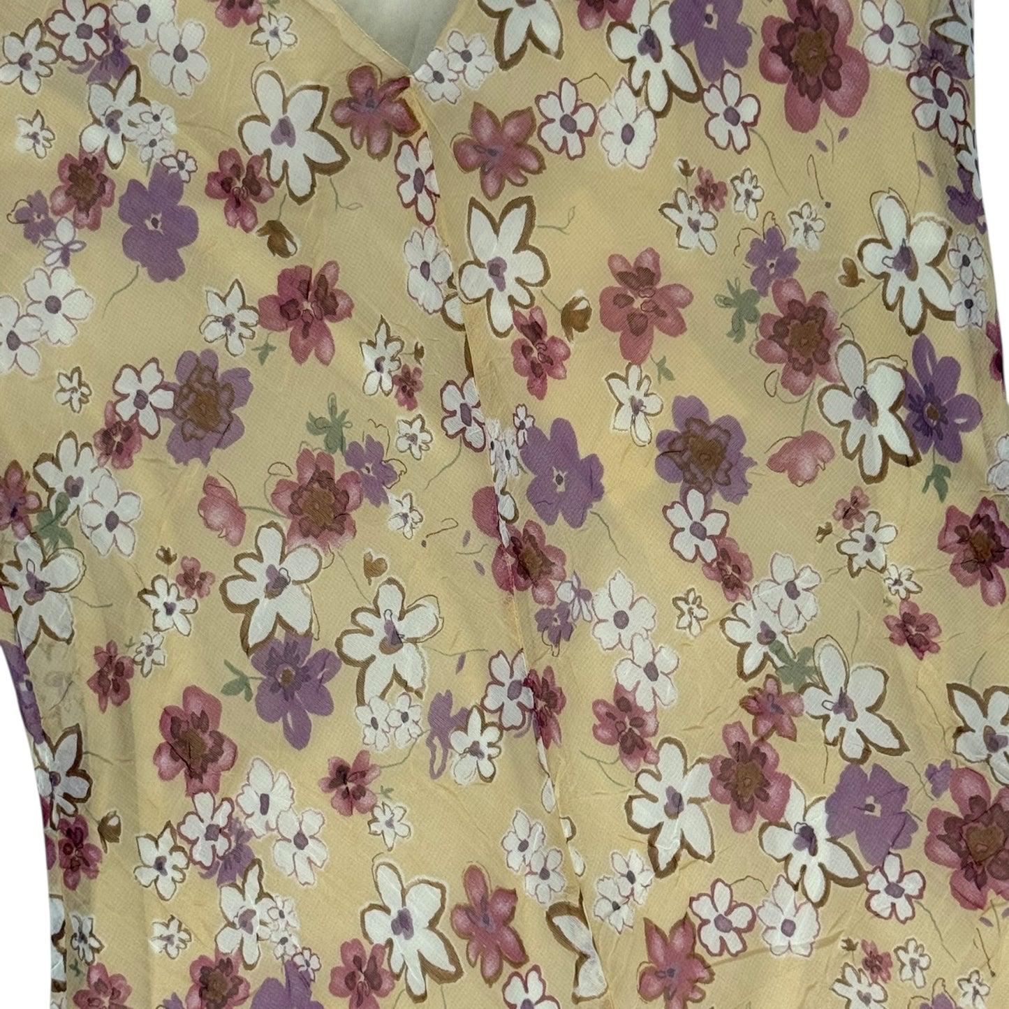 VINTAGE SLEEVELESS LIGHT BEIGE PURPLE FLORAL DRESS l S