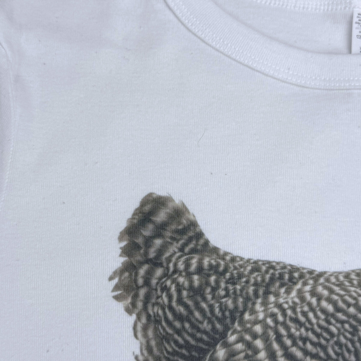 CHICKEN WHITE BABY TEE SAMPLE - M
