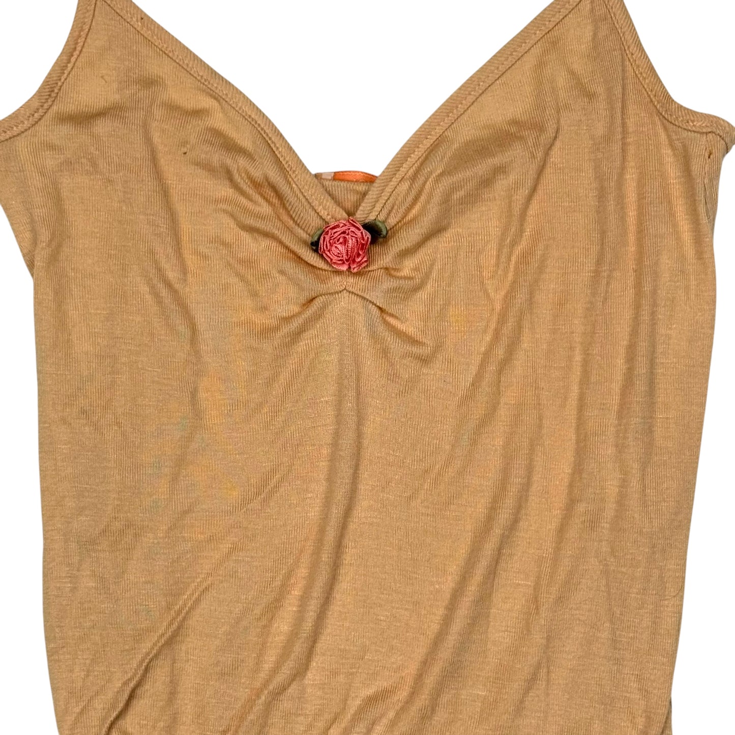 VINTAGE FOREVER 21 PEACH CAMI TOP WITH LIGHT PINK ROSETTE - XS