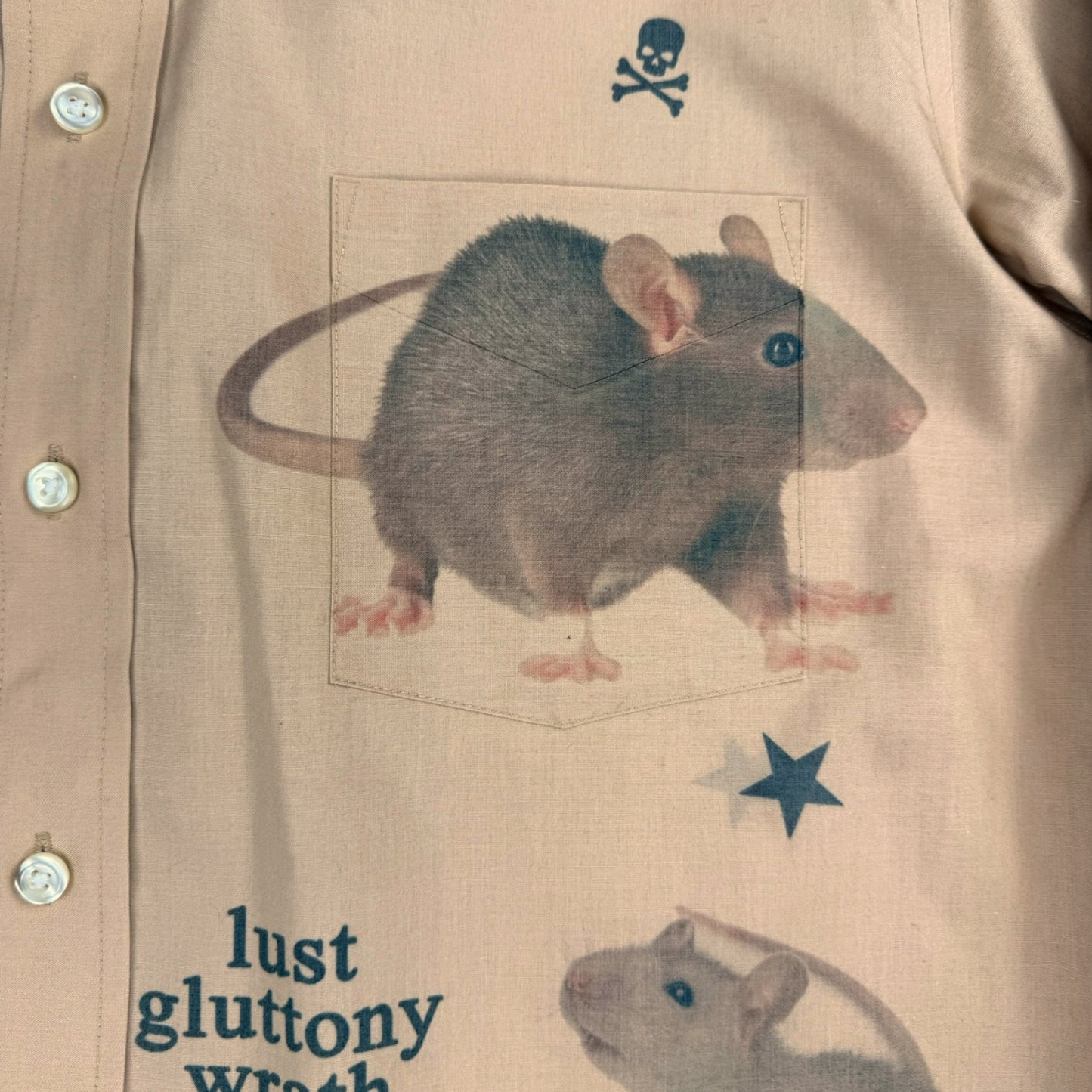 7 DEADLY RATS TAN SHIRT - MENS M/L