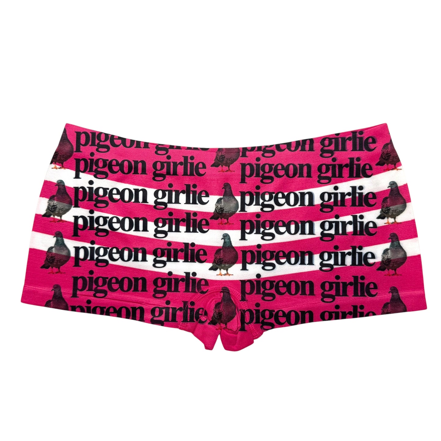 PIGEON GIRLIE DARK PINK STRIPED BOYSHORT UNDIES - M