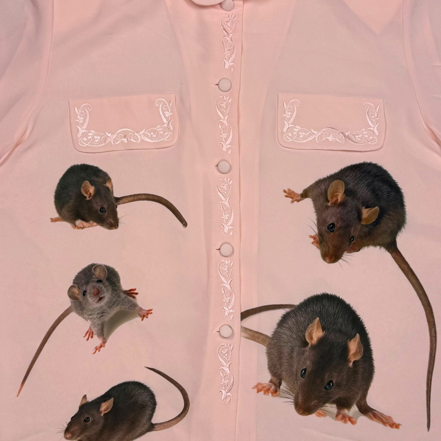 RAT FRIENDS PINK UPCYCLED BUTTON UP BLOUSE - XL