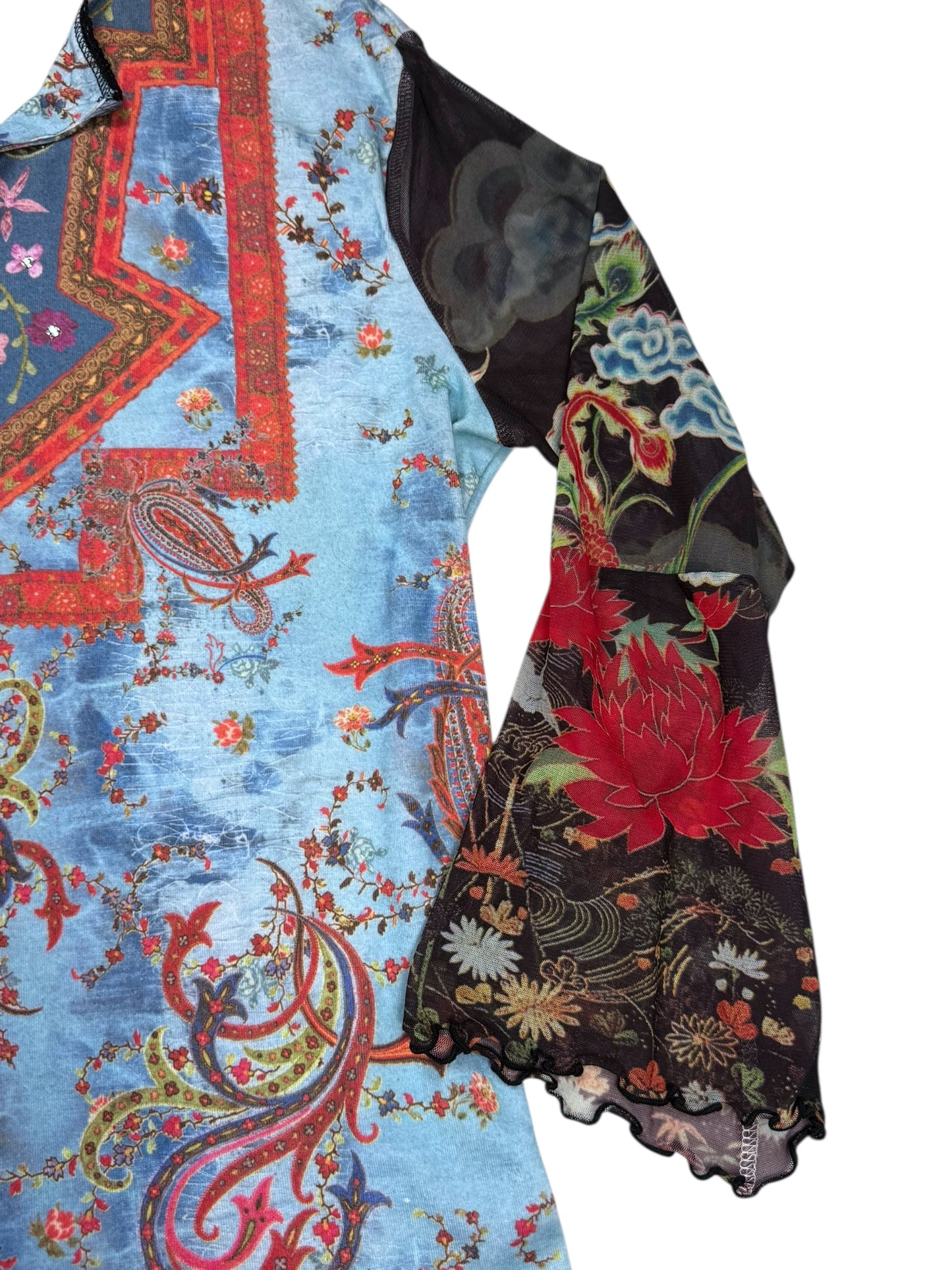 VINTAGE YUKIKO MESH SLEEVE TOP - XL