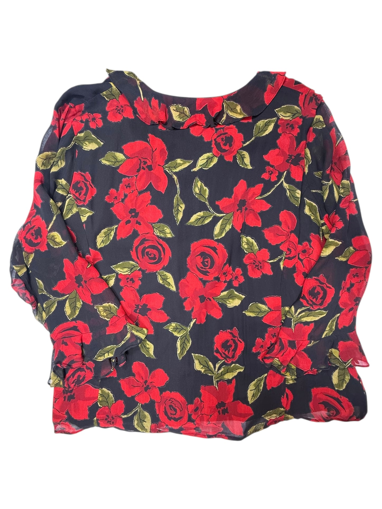 VINTAGE RED ROSE BLOUSE - 3X