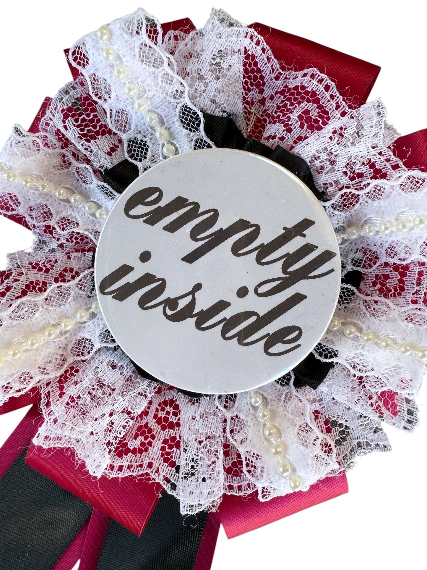 EMPTY INSIDE MAROON LACE PRIZE RIBBON