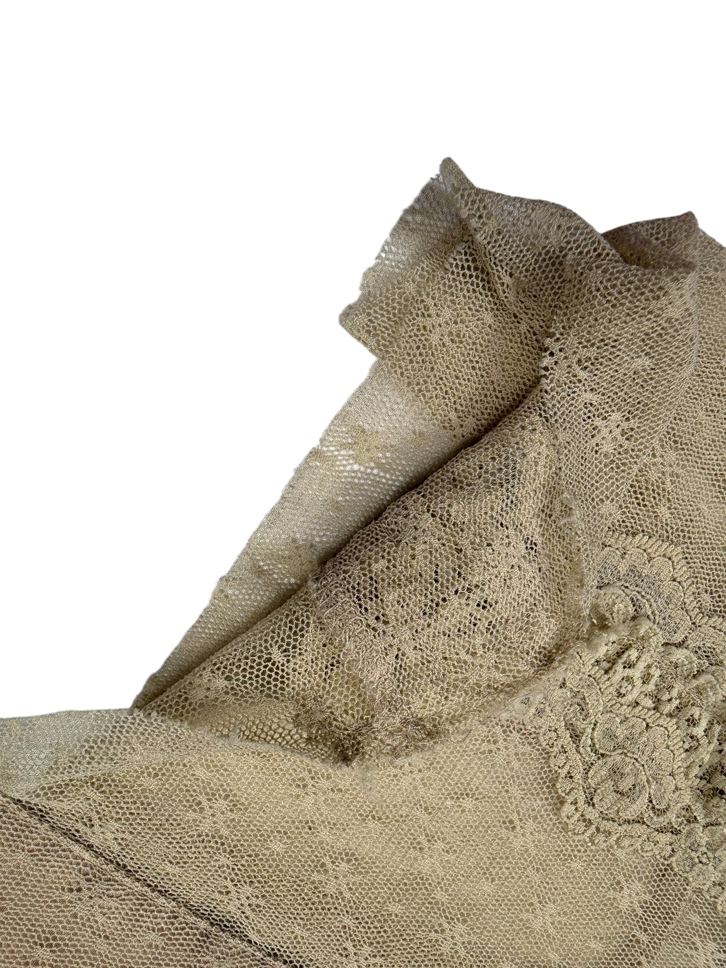 VINTAGE TAN LACE COQUETTE TANK TOP - 2X