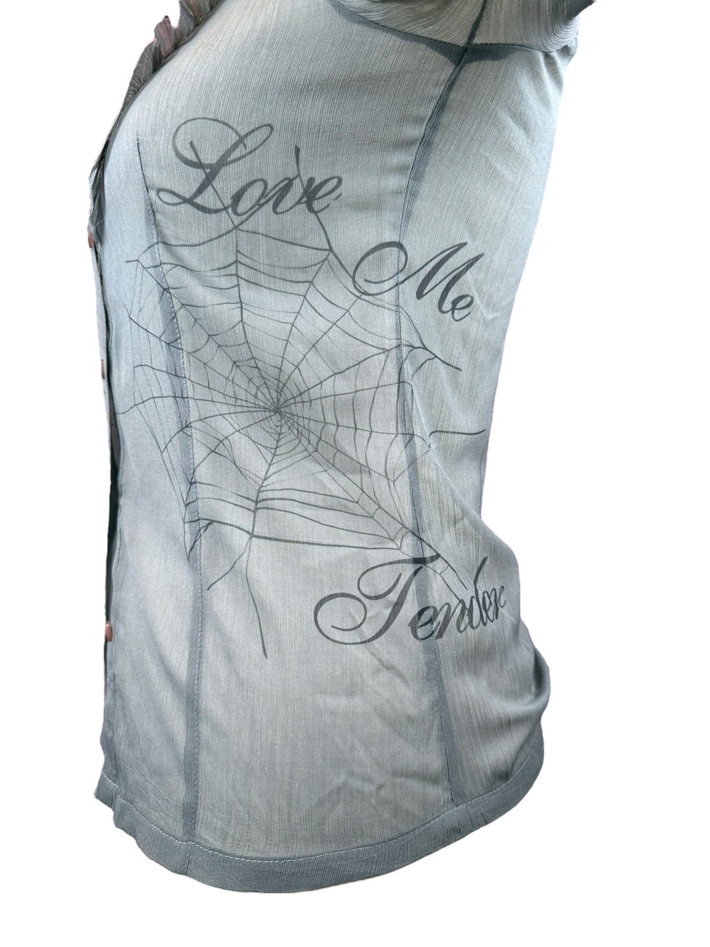 CORPORATE GOTH GRAY BLOUSE - S