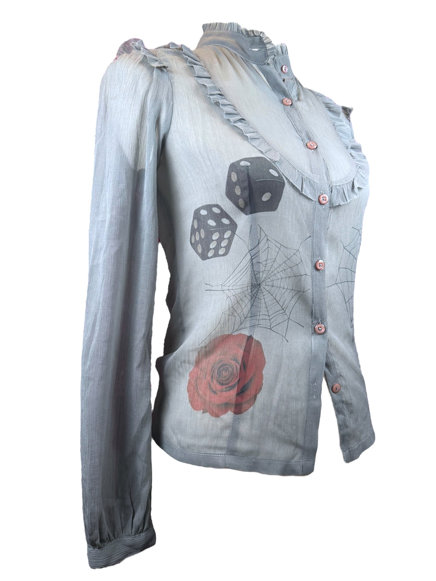 CORPORATE GOTH GRAY BLOUSE - S