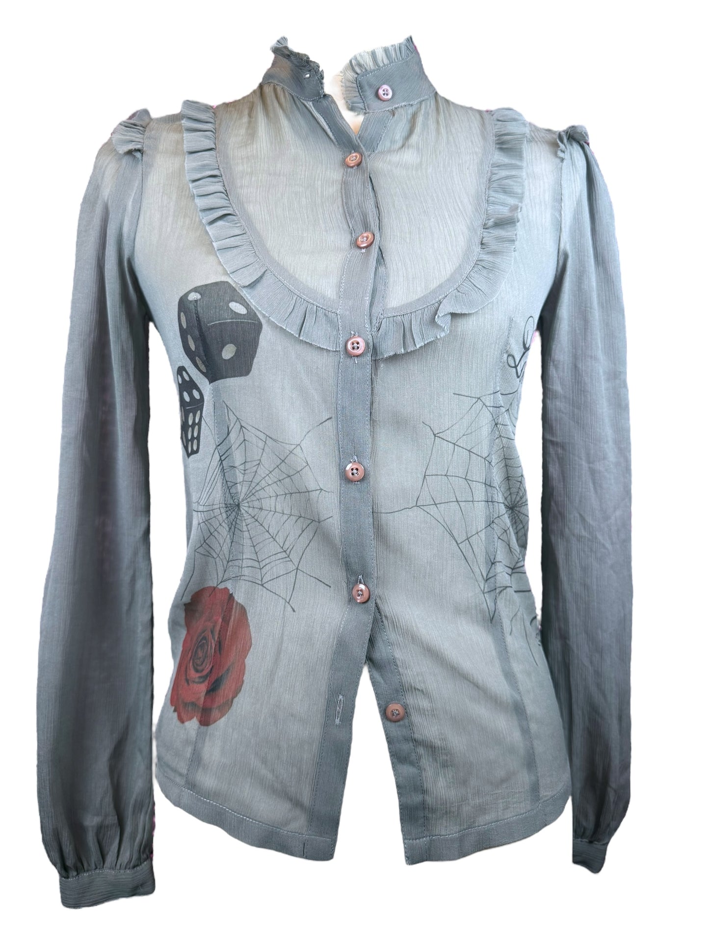 CORPORATE GOTH GRAY BLOUSE - S