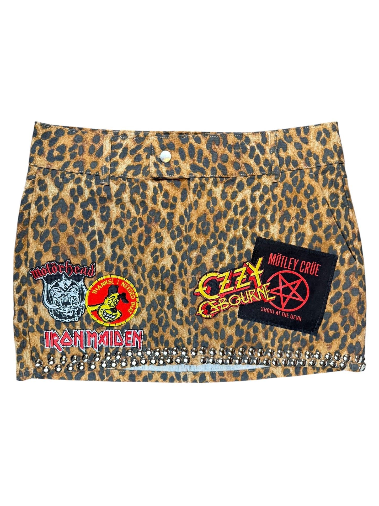 LEOPARD PATCHED MINI SKIRT - L