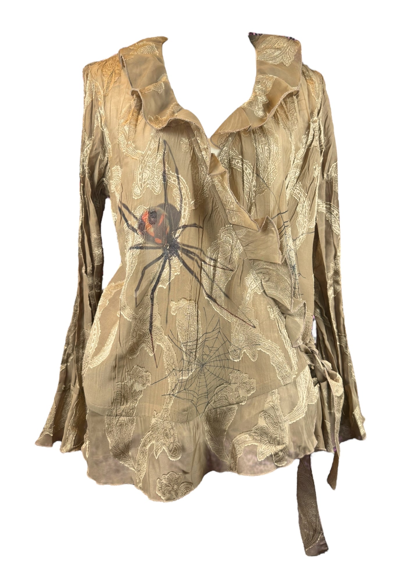 BROWN WIDOW LONG SLEEVE TOP - L