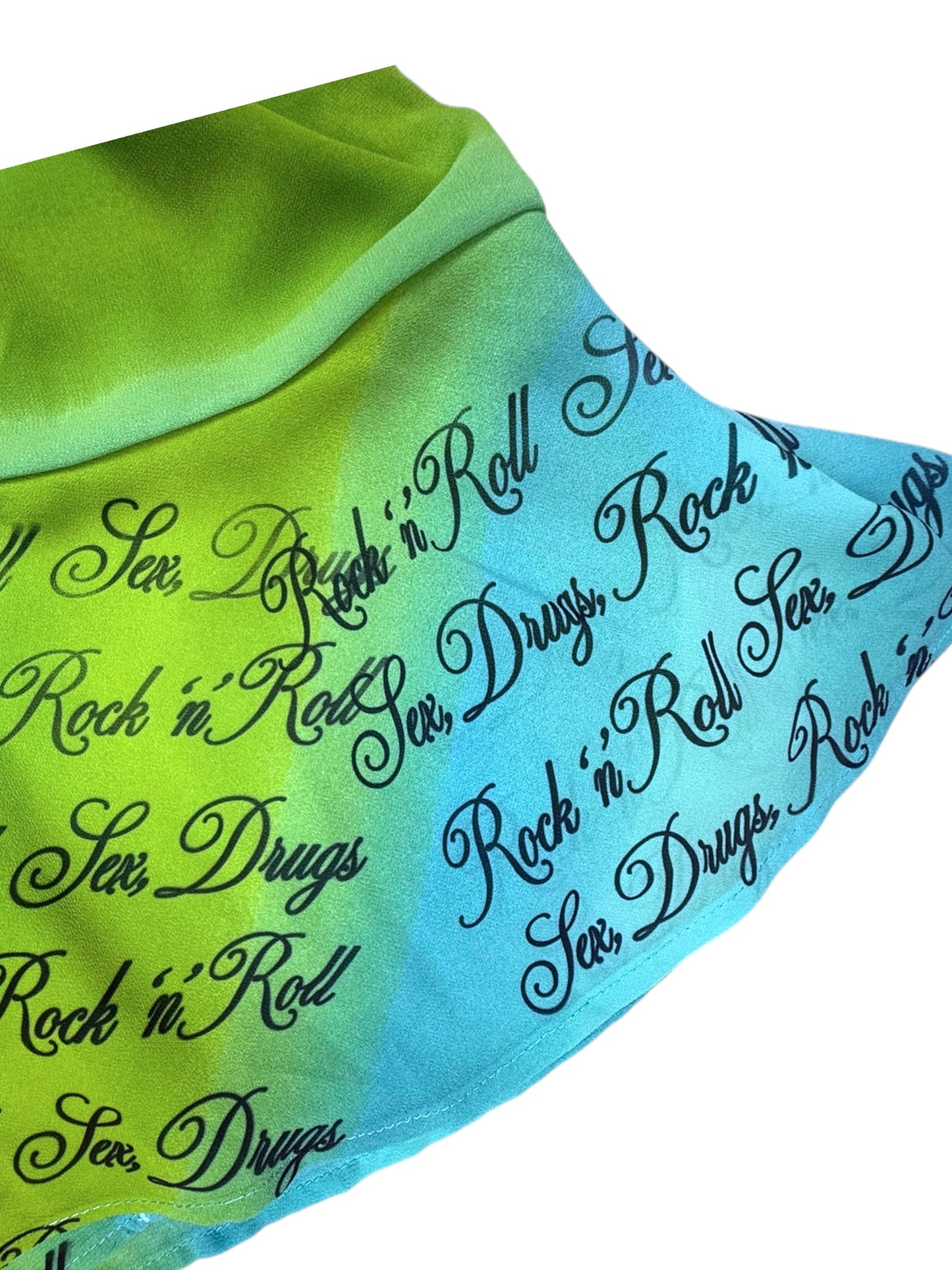 SEX, DRUGS, AND ROCK N ROLL GREEN/BLUE HALTER TANK - XL