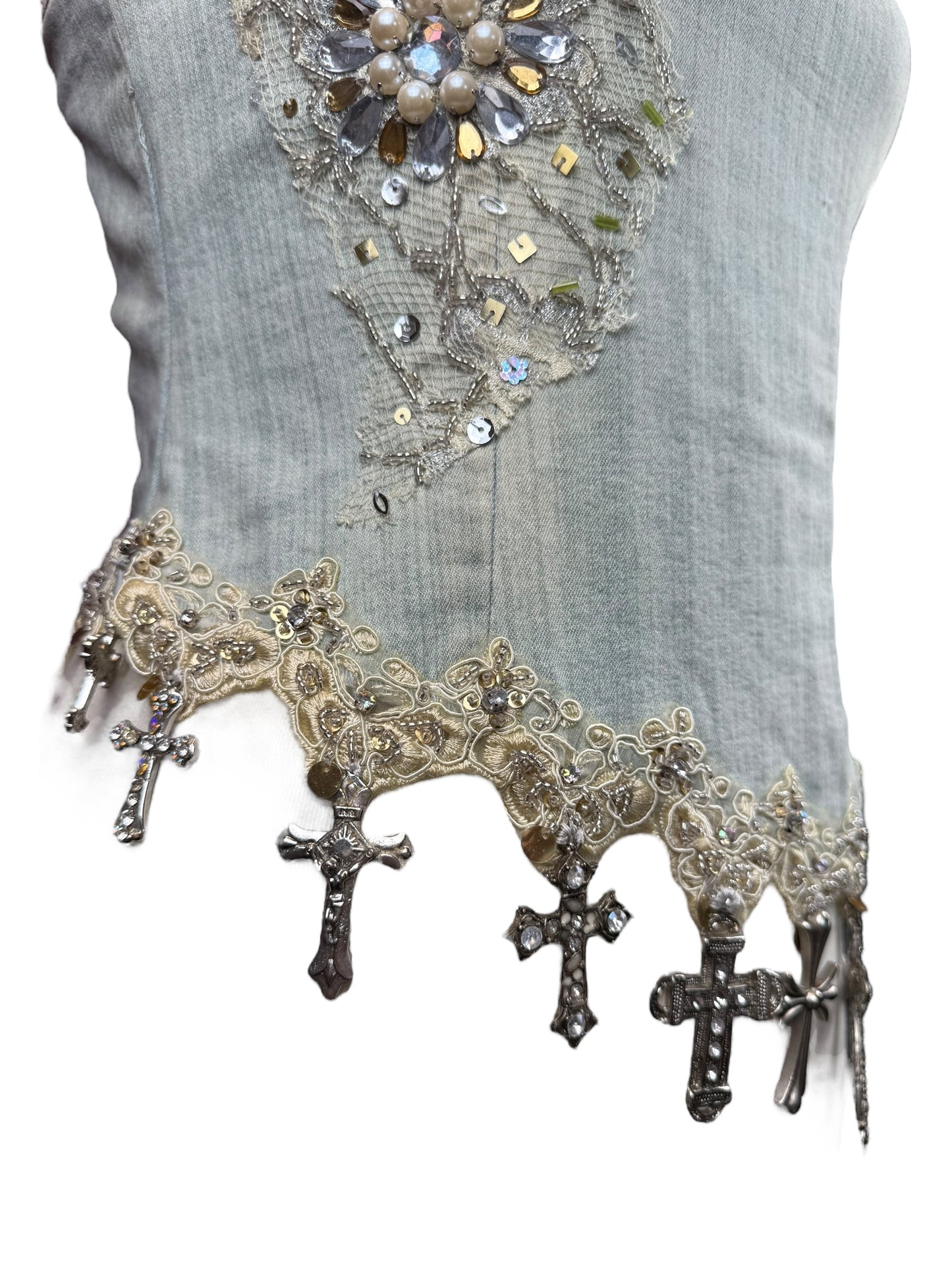 CROSS ME DENIM TANK - S