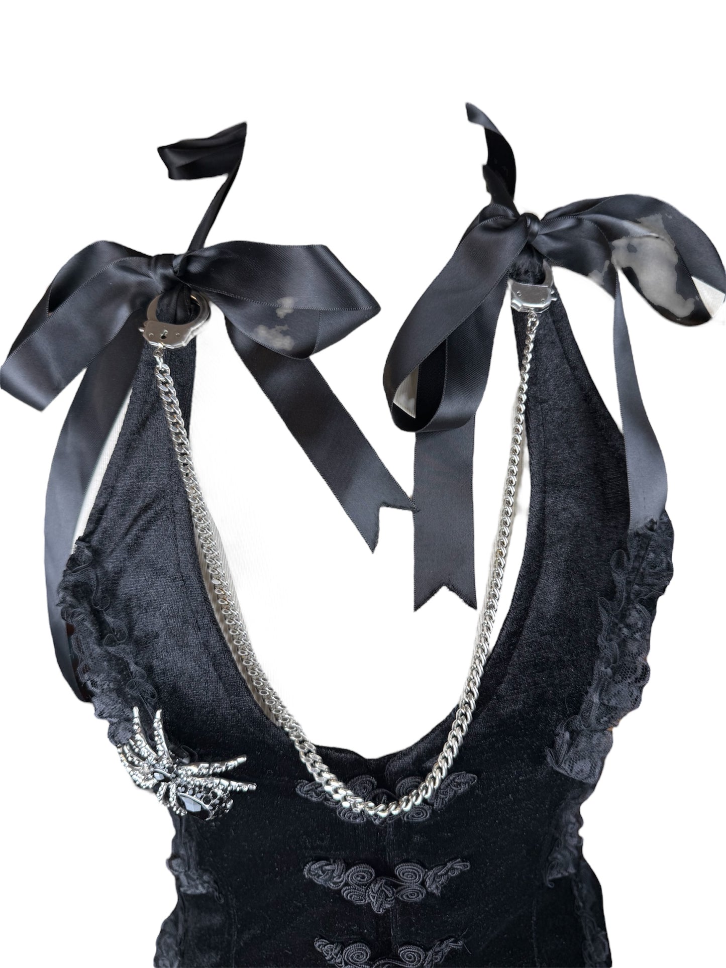 Spider Queen Black Bow Corset Top - S/M