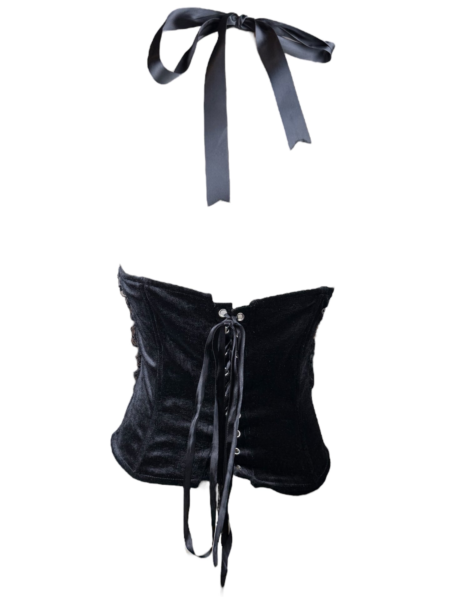 Spider Queen Black Bow Corset Top - S/M