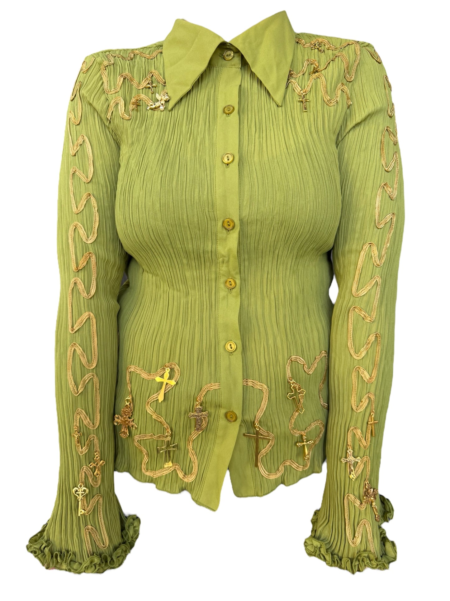 Green Dream Long Sleeve Blouse - S/M