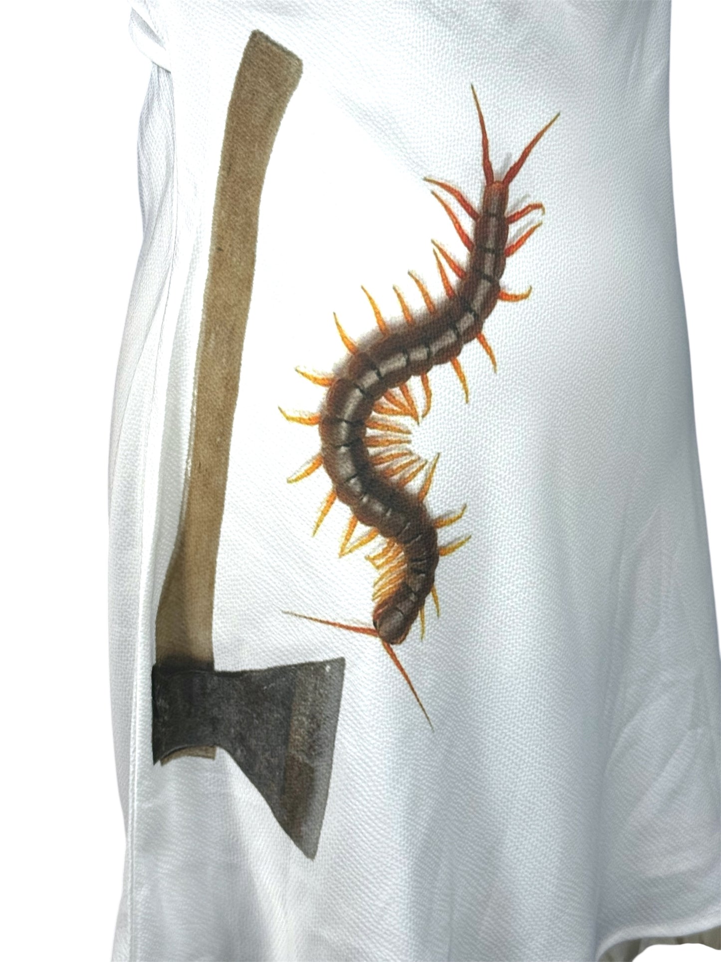 WHITE BABYDOLL HATCHET DRESS - XS