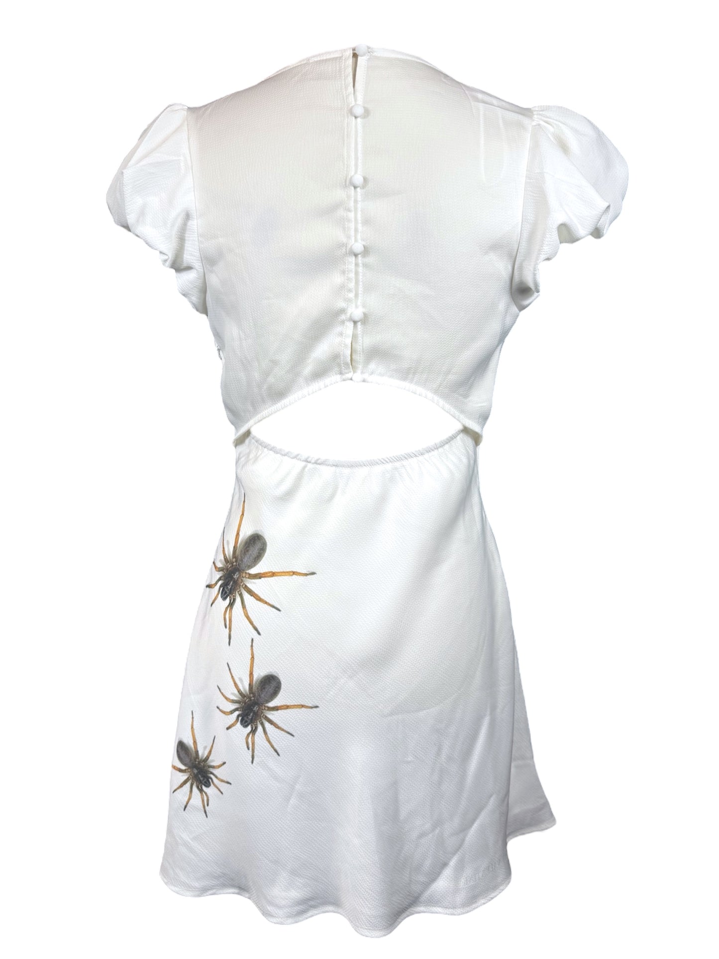 WHITE BABYDOLL HATCHET DRESS - XS
