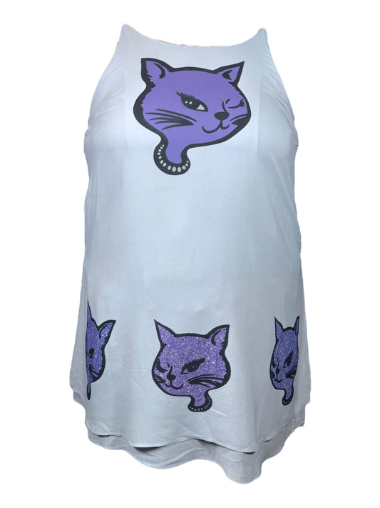 GLITTER KITTY BLUE DRESS - 3X