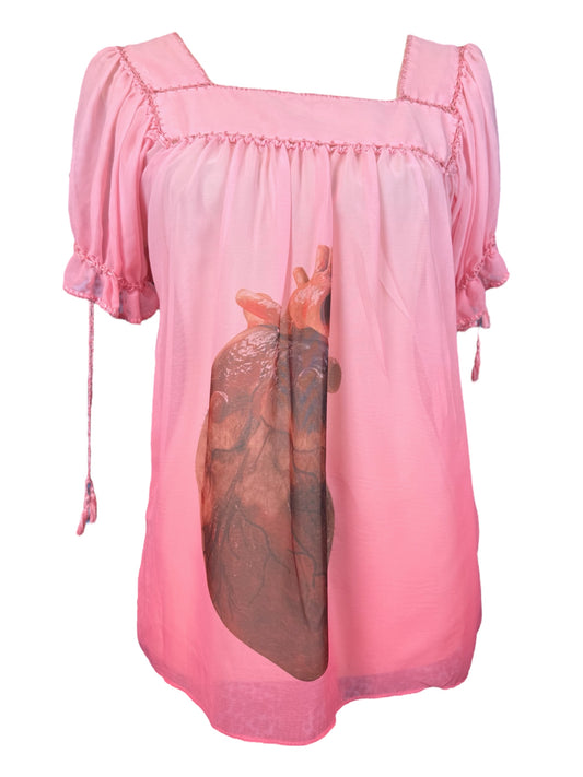 HEART OF GLASS PINK BABYDOLL TOP - S