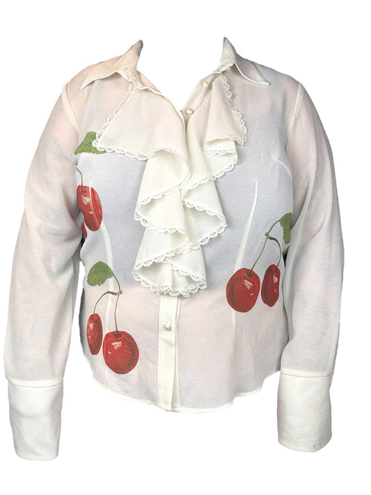 CHERRY RUFFLE BLOUSE - 3X