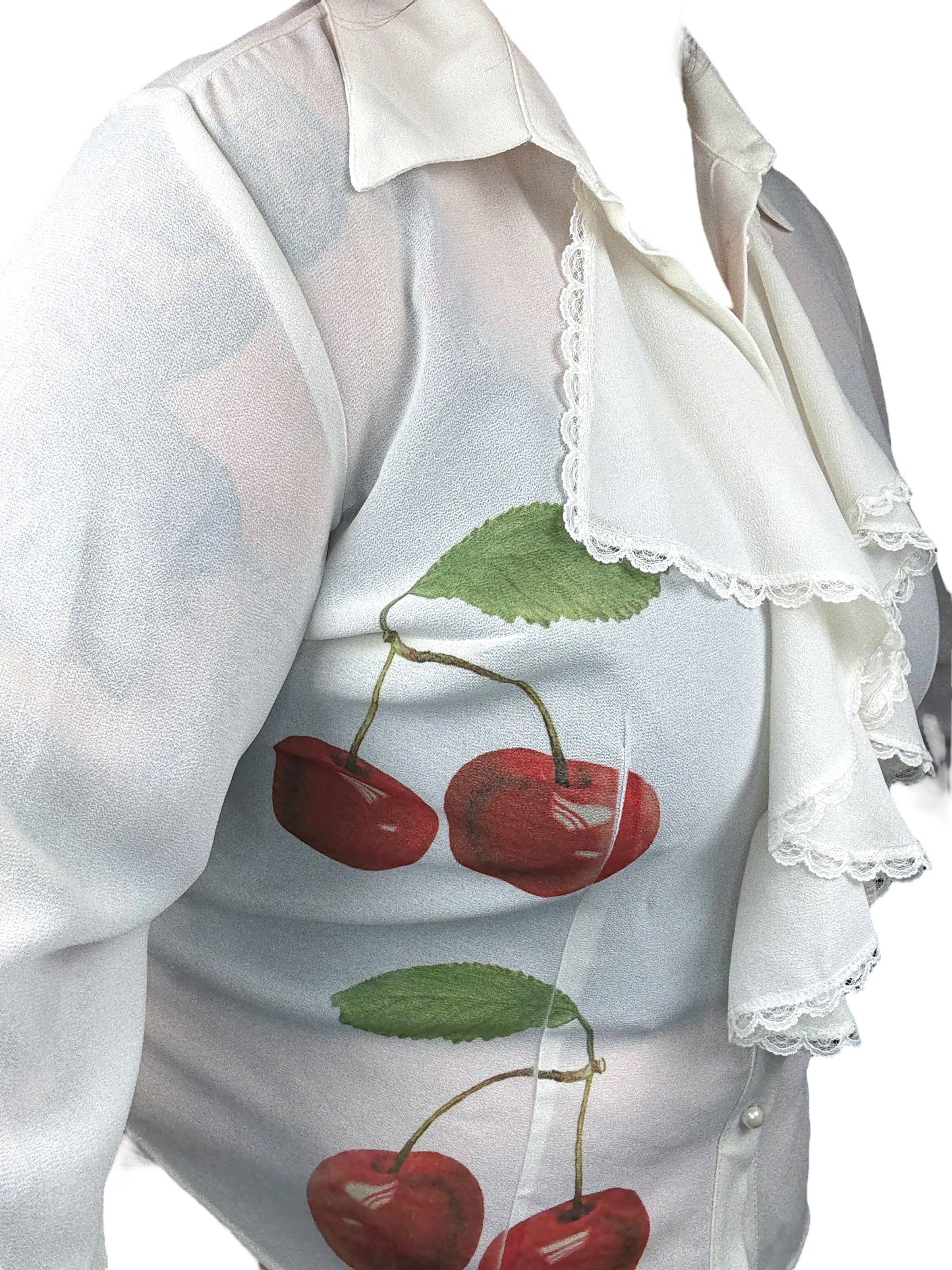 CHERRY RUFFLE BLOUSE - 3X