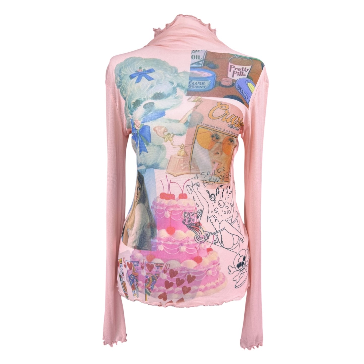 PRETTY PILLS PINK MESH TOP - M