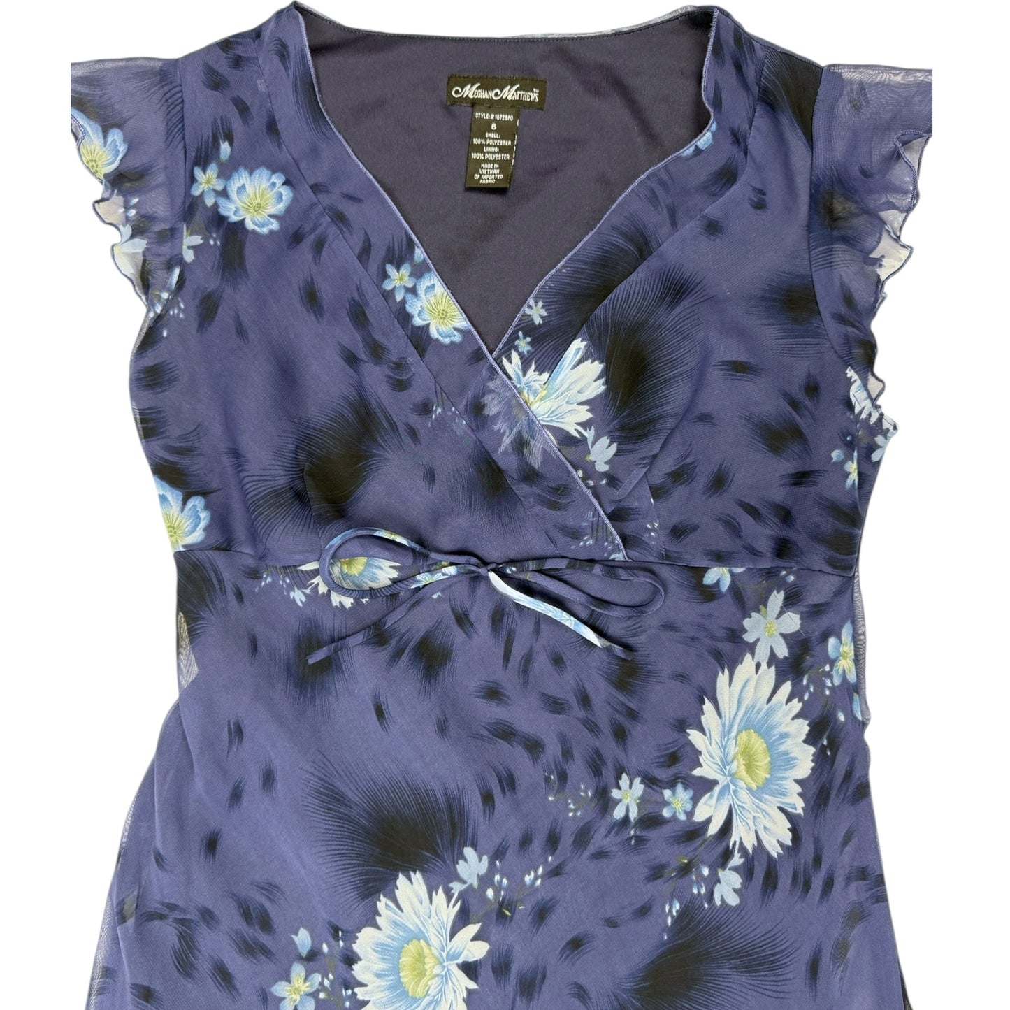 VINTAGE BLUE FLORAL DRESS l L