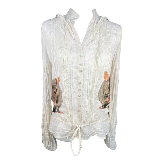 RAT CREAM LACE TIE BLOUSE - S