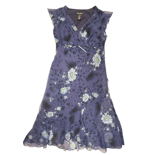VINTAGE BLUE FLORAL DRESS l L