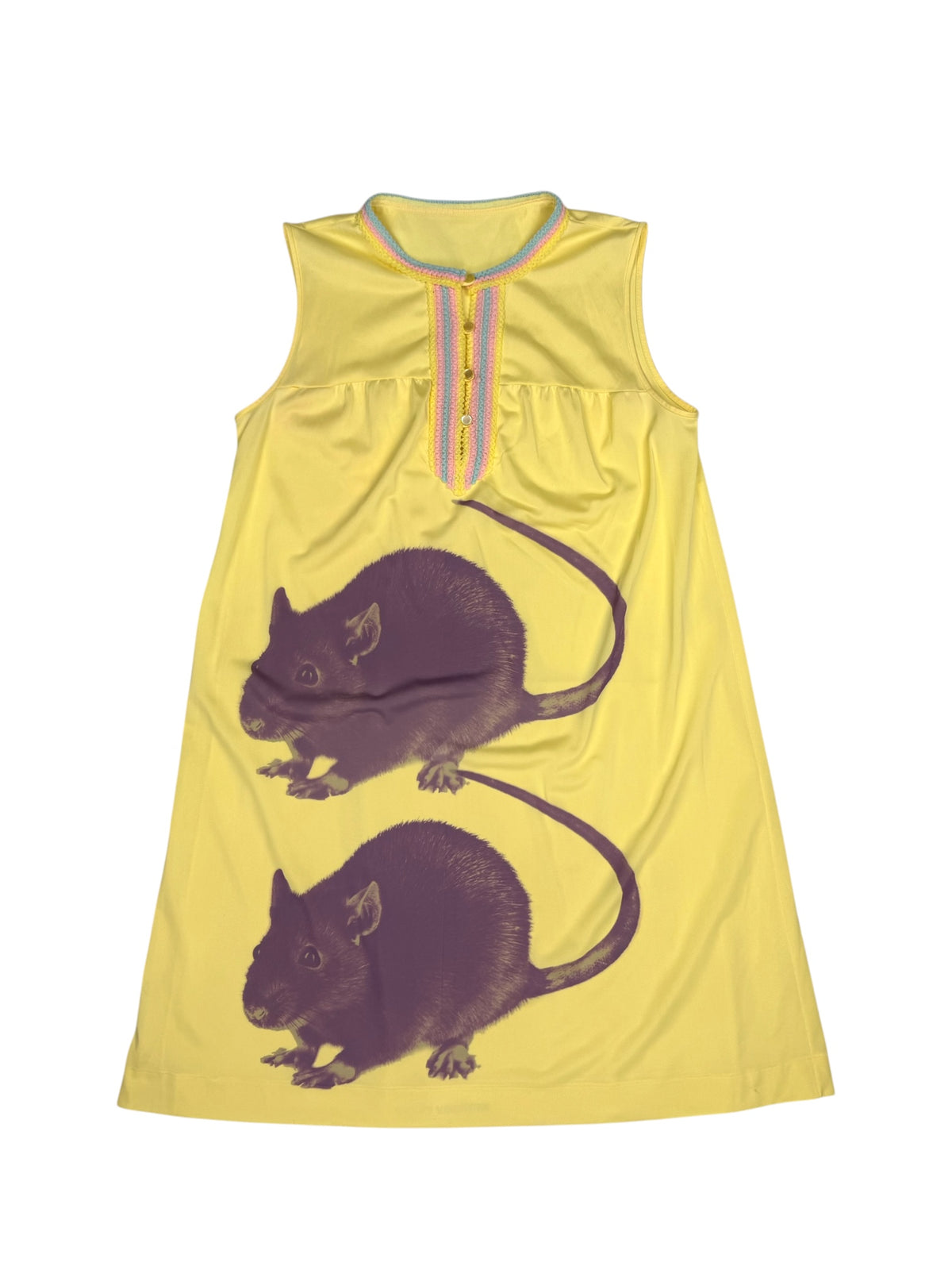 PURPLE BIG RAT YELLOW SHIFT DRESS - M/L