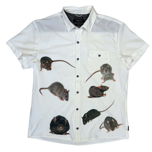 SUPER COOL RAT WHITE BUTTON UP - MENS L