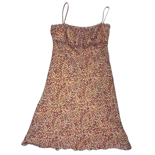 VINTAGE PINK AND YELLOW FLORAL SPAGHETTI STRING DRESS - XS