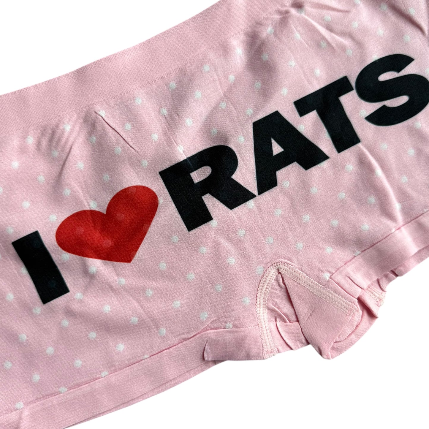 I LOVE RATS LIGHT PINK WHITE POLKA DOT BOY SHORT UNDIES - XL