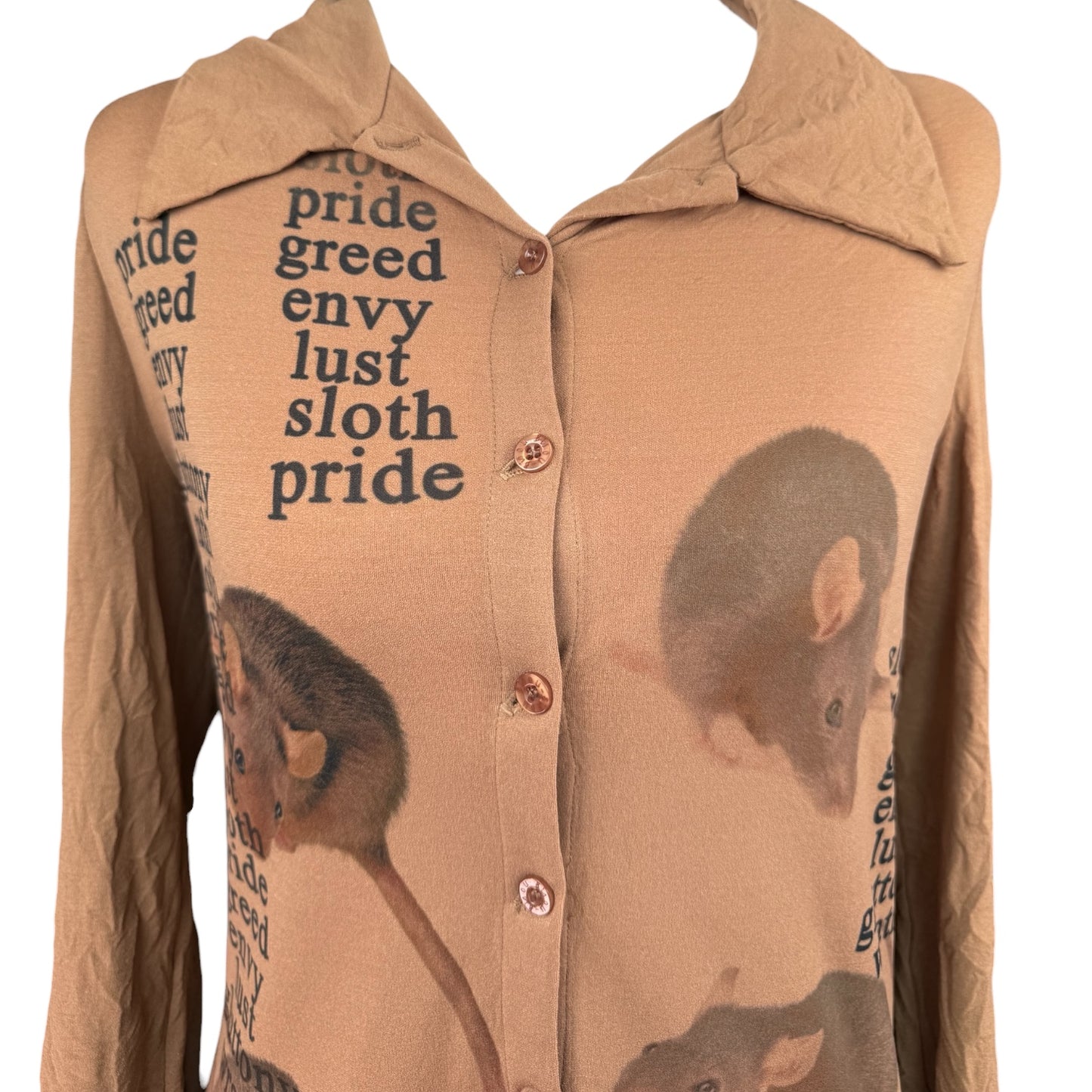 7 DEADLY RATS BROWN BLOUSE - M