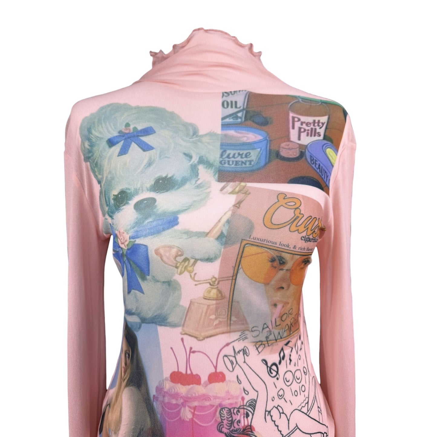 PRETTY PILLS PINK MESH TOP - M