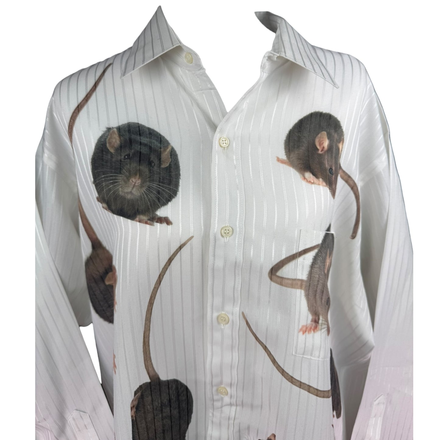 WHITE RAT BUTTON UP SAMPLE - XL