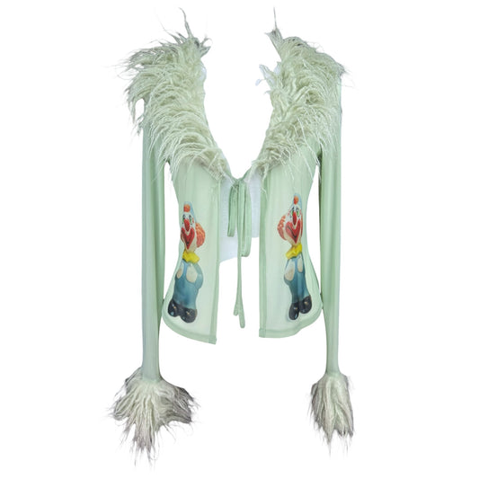 FUNNY HAIRY GREEN BLOUSE - S