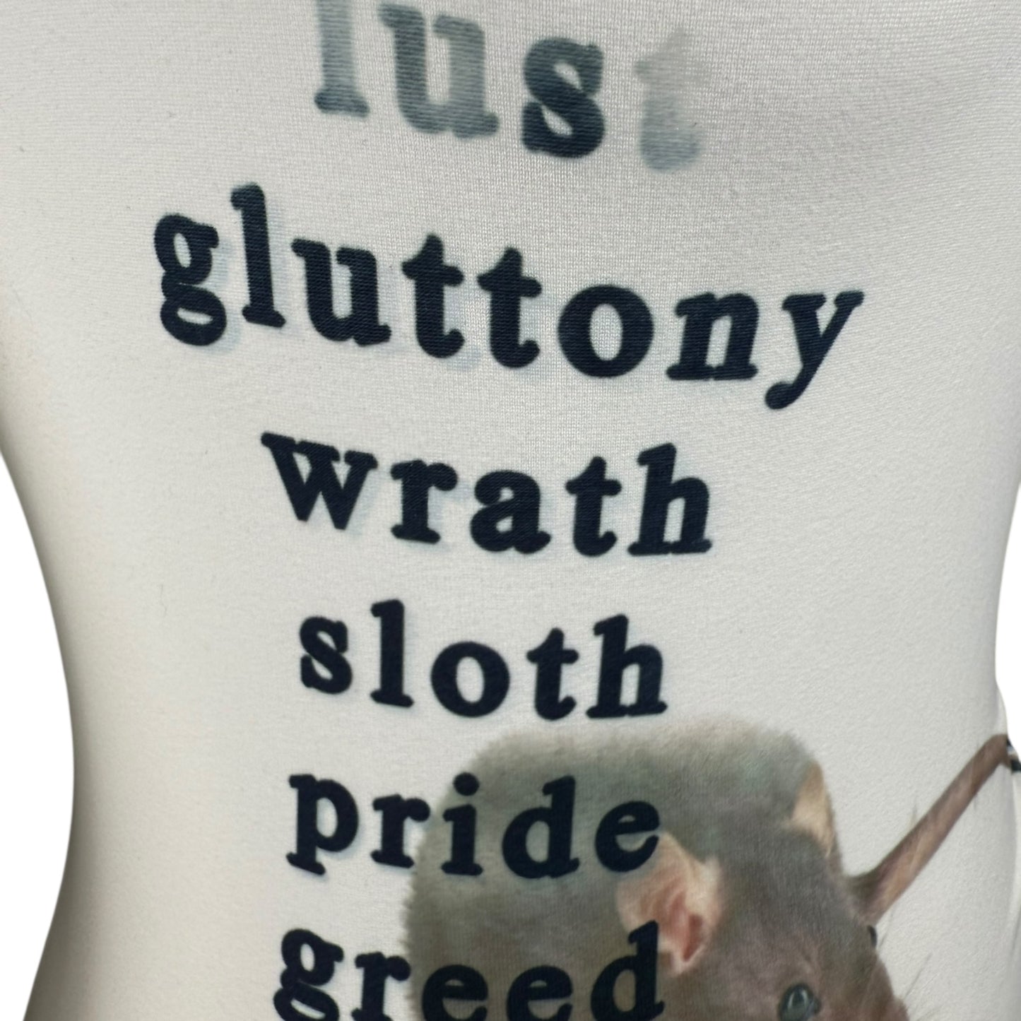 7 DEADLY RATS ASYMMETRICAL WHITE TOP SAMPLE - XS