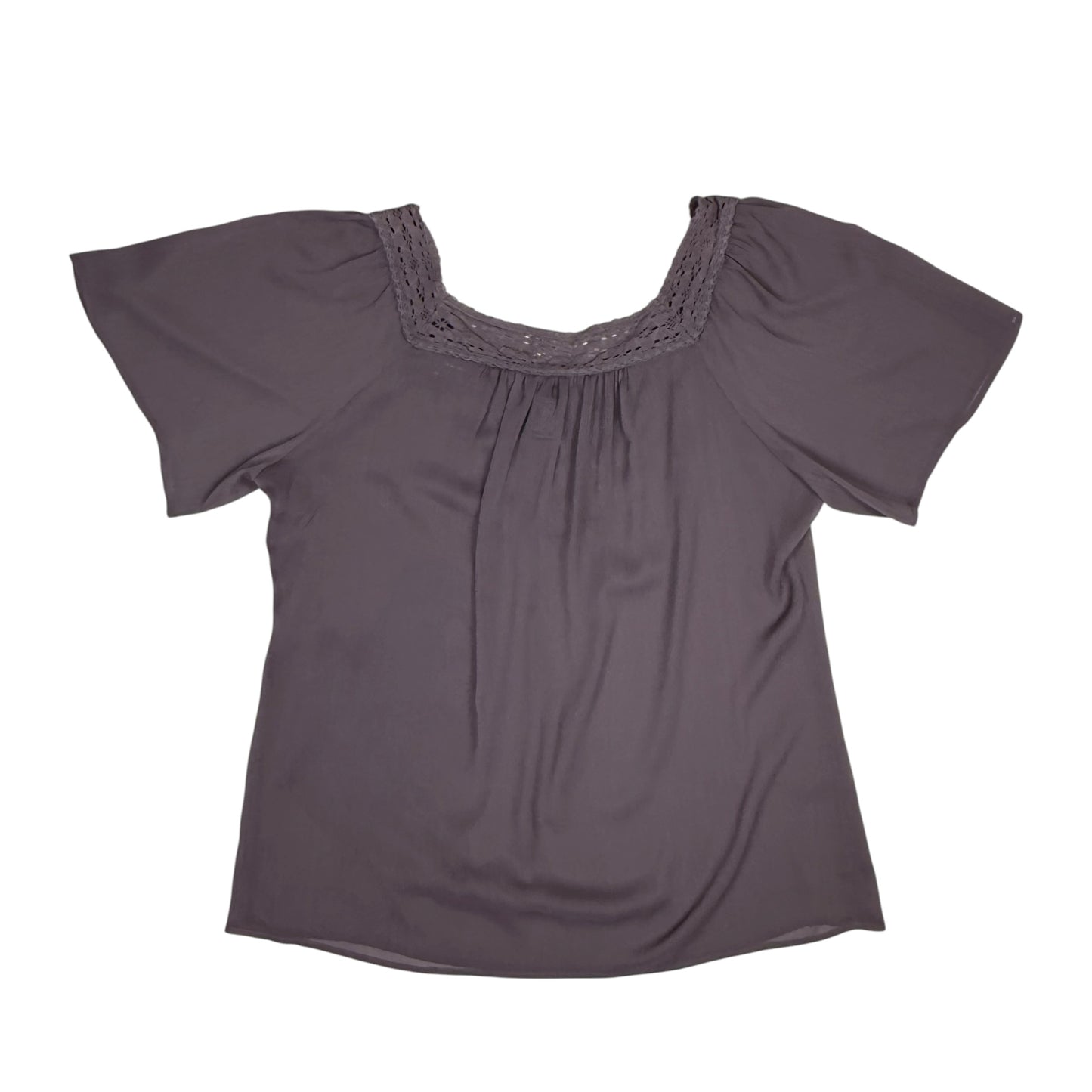 BIG PIGEON GREY SHEER PEASANT BLOUSE - 2XL