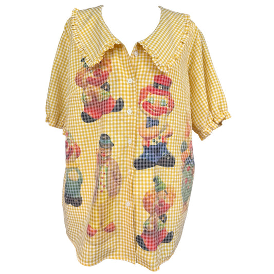 FUNNY GINGAM YELLOW BLOUSE - L