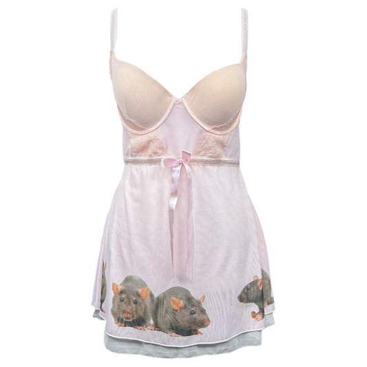 RAT LINE UP PINK BABYDOLL TANK - M